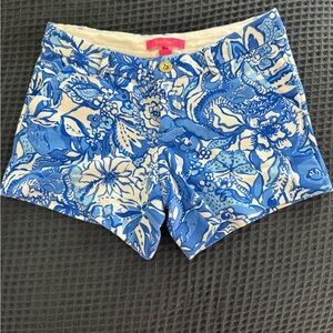 Lilly Pulitzer Blue Floral High Waist Shorts